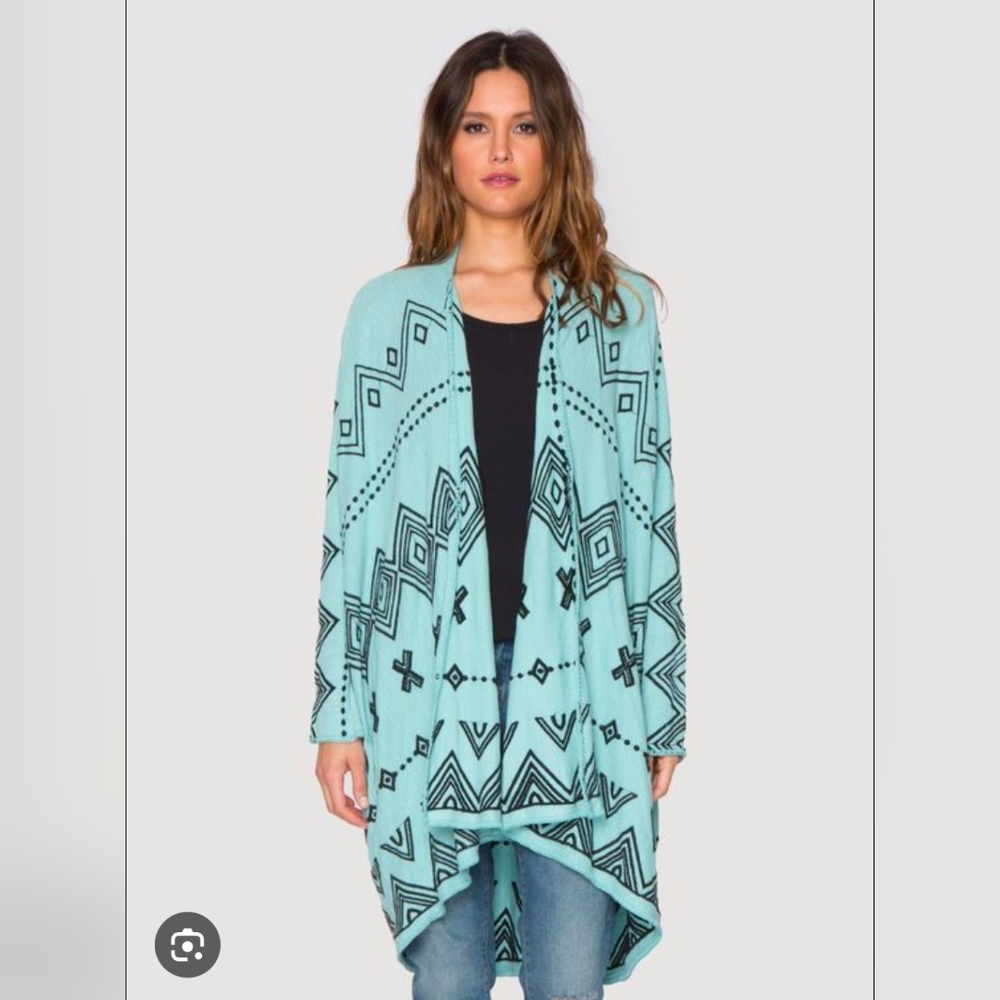 Embroidered JOHNNY WAS Cardigan BIYA GENOA WRAP Knit Open Jacket size S Small